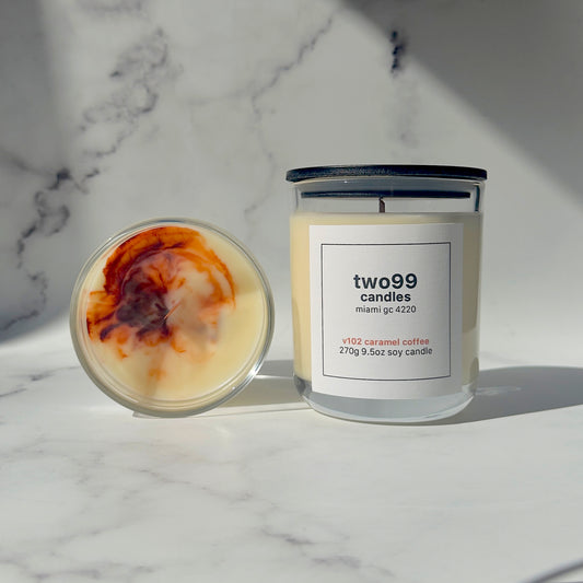 v102 caramel coffee 250g 8.8 oz soy candle.